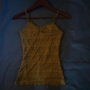 Wet Seal xs khaki green tank top lined with mesh overlay